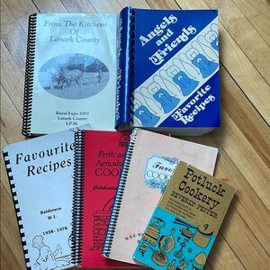Lot of Vintage Spiral-Bound Community Recipe Books & Crockpot Recipe Book